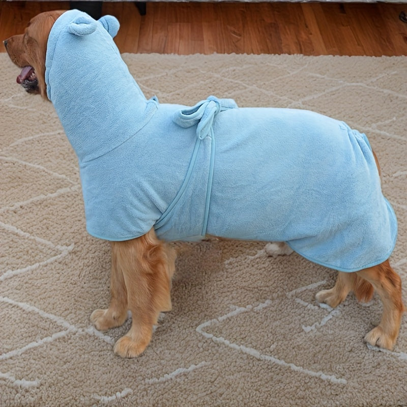 1pc, 2 colors and 7 sizes available. Cute bear ear pet bathrobe with hood, absorbent and soft for warmth. Suitable for small to medium-sized dogs like Maltese, Teddy, Poodle, Shih Tzu, Beagle, Golden Retriever, Labrador, and Doberman