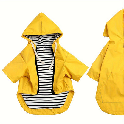 Dog Raincoat Waterproof with Zipper and Hood Adjustable Neck Drawstring