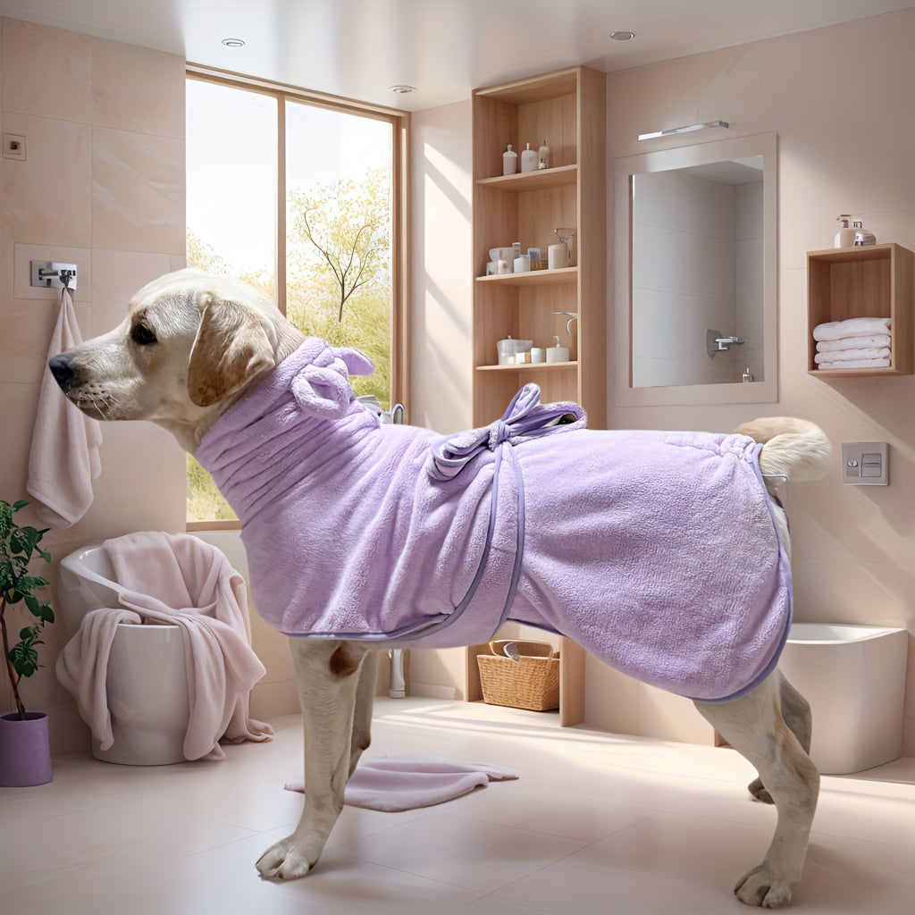 1pc, 2 colors and 7 sizes available. Cute bear ear pet bathrobe with hood, absorbent and soft for warmth. Suitable for small to medium-sized dogs like Maltese, Teddy, Poodle, Shih Tzu, Beagle, Golden Retriever, Labrador, and Doberman