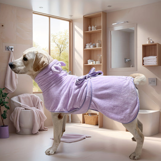 1pc, 2 colors and 7 sizes available. Cute bear ear pet bathrobe with hood, absorbent and soft for warmth. Suitable for small to medium-sized dogs like Maltese, Teddy, Poodle, Shih Tzu, Beagle, Golden Retriever, Labrador, and Doberman
